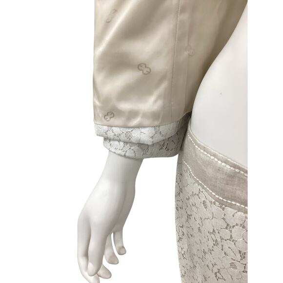 Escada Blazer+Skirt Set Women’s Size12 100% Linen With Lacey Overlay Silver Gray - Picture 5 of 6